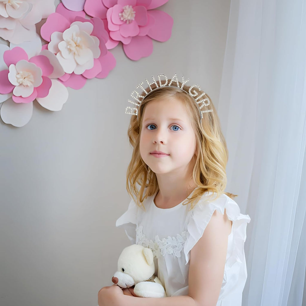 Birthday Girl Crown - Silver with Iridescent Streamers for a Magical Celebration
