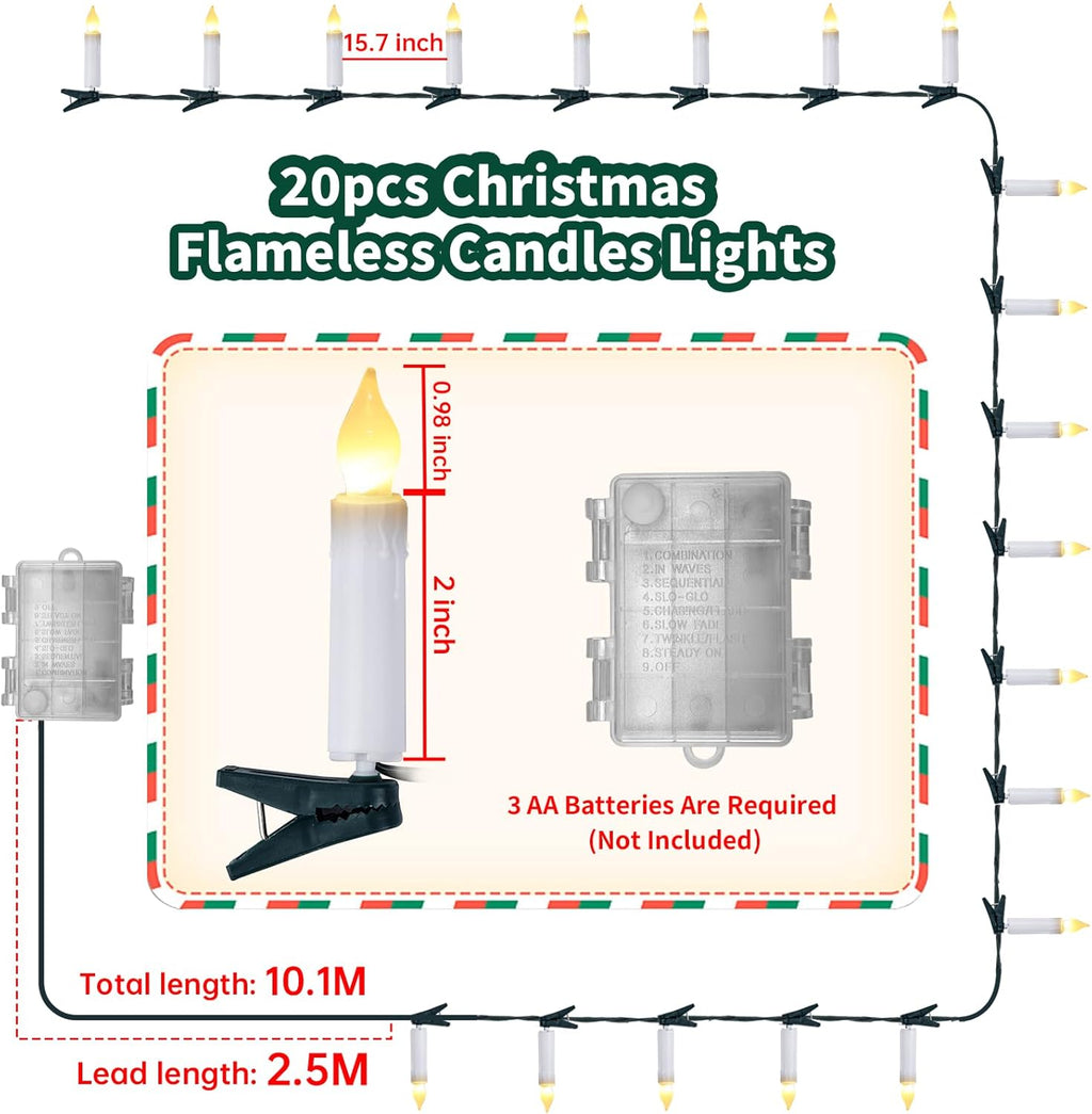 Skiennix Flameless LED Candle Lights - 20PCS Battery Operated with Remote & 8 Modes | Waterproof for Christmas Trees