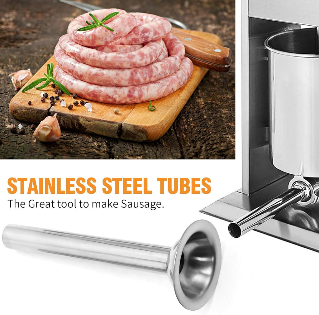Saihisday Sausage Stuffing Tubes - Stainless Steel Nozzles for #32 Meat Grinder | 4 Sizes Included