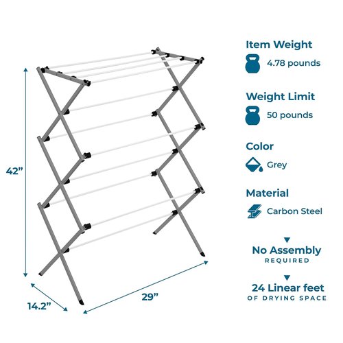 Honey-Can-Do Collapsible Clothes Drying Rack - Durable, Space-Saving Indoor/Outdoor Laundry Rack, Steel Construction
