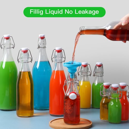 EkkoVla 8 Pack 16 oz Swing Top Glass Bottles, Flip Top Brewing Bottles with Airtight Rubber Seal Flip Caps for Kombucha, Beverages, Oil, Beer, Kefir, Vinegar, Wine