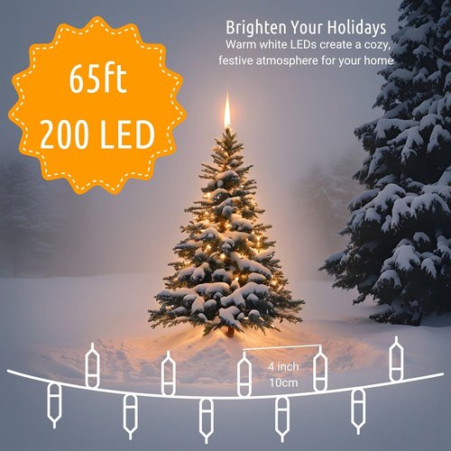 Koopower 65ft LED Indoor String Lights - 200 Dimmable Fairy Lights with Remote & Timer | Warm White for Bedroom, Wedding & Party