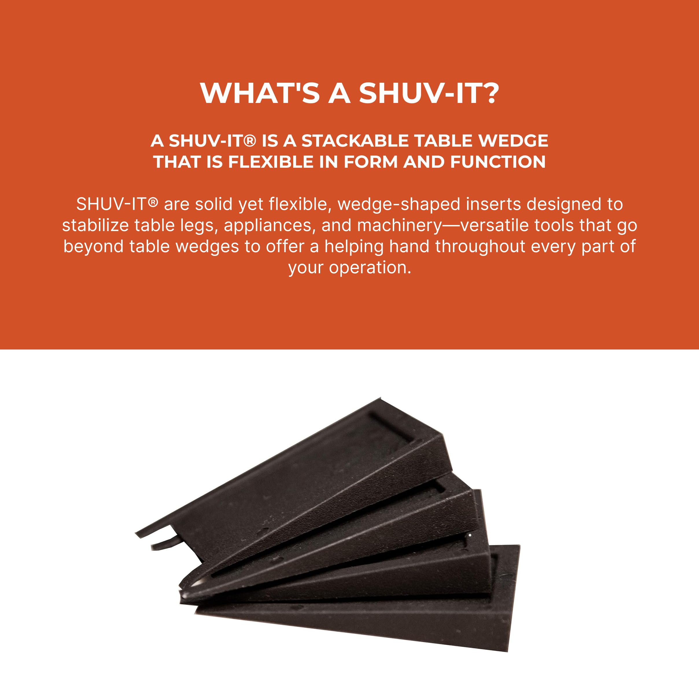 Shuv-It™ Flexible Plastic Shims (Black 100 Pack) - Leveling Shims for Restaurant and Bar Tables, Home Furniture, Wobbly Uneven Tables. - Made in USA Durable Leveling Wedge Shim for Appliances