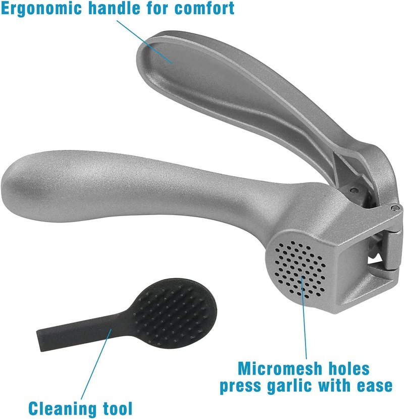 Pamperεd Chεf Garlic Press, Garlic Mincer Easy-squeeze Ergonomic Handle, No Need To Peel, Rust Proof, Professional Ginger Press & Garlic Crusher with Handy Cleaning Brush- Dishwasher Safe