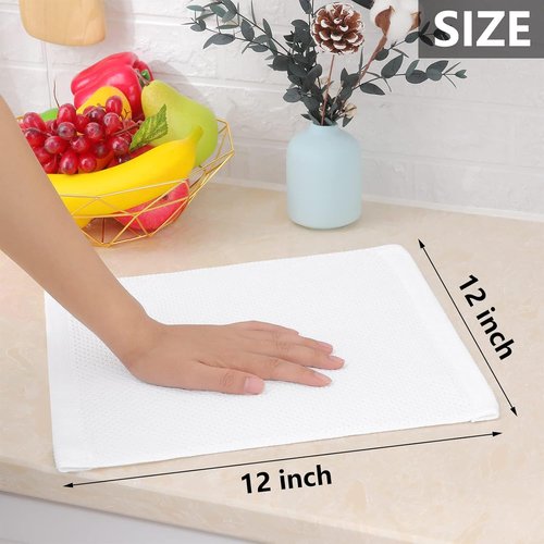 Homaxy 100% Cotton Kitchen Dish Cloths - Ultra Soft, Absorbent & Quick Drying | 12x12 Inches, 6-Pack, White