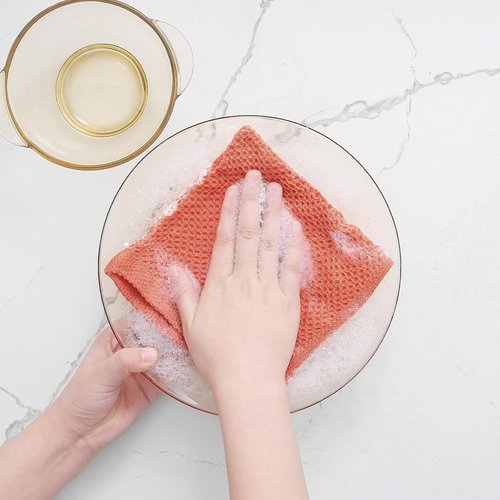 Homaxy 100% Cotton Dish Cloths - Ultra Soft, Absorbent & Quick Drying | 12x12 Inches, 6-Pack, Coral