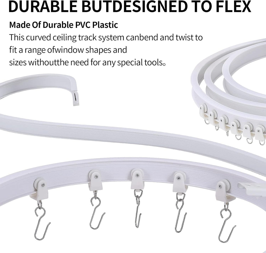 Skiennix Flexible Bendable Ceiling Curtain Track - 5m (16.4ft) for Easy Installation & Versatile Use