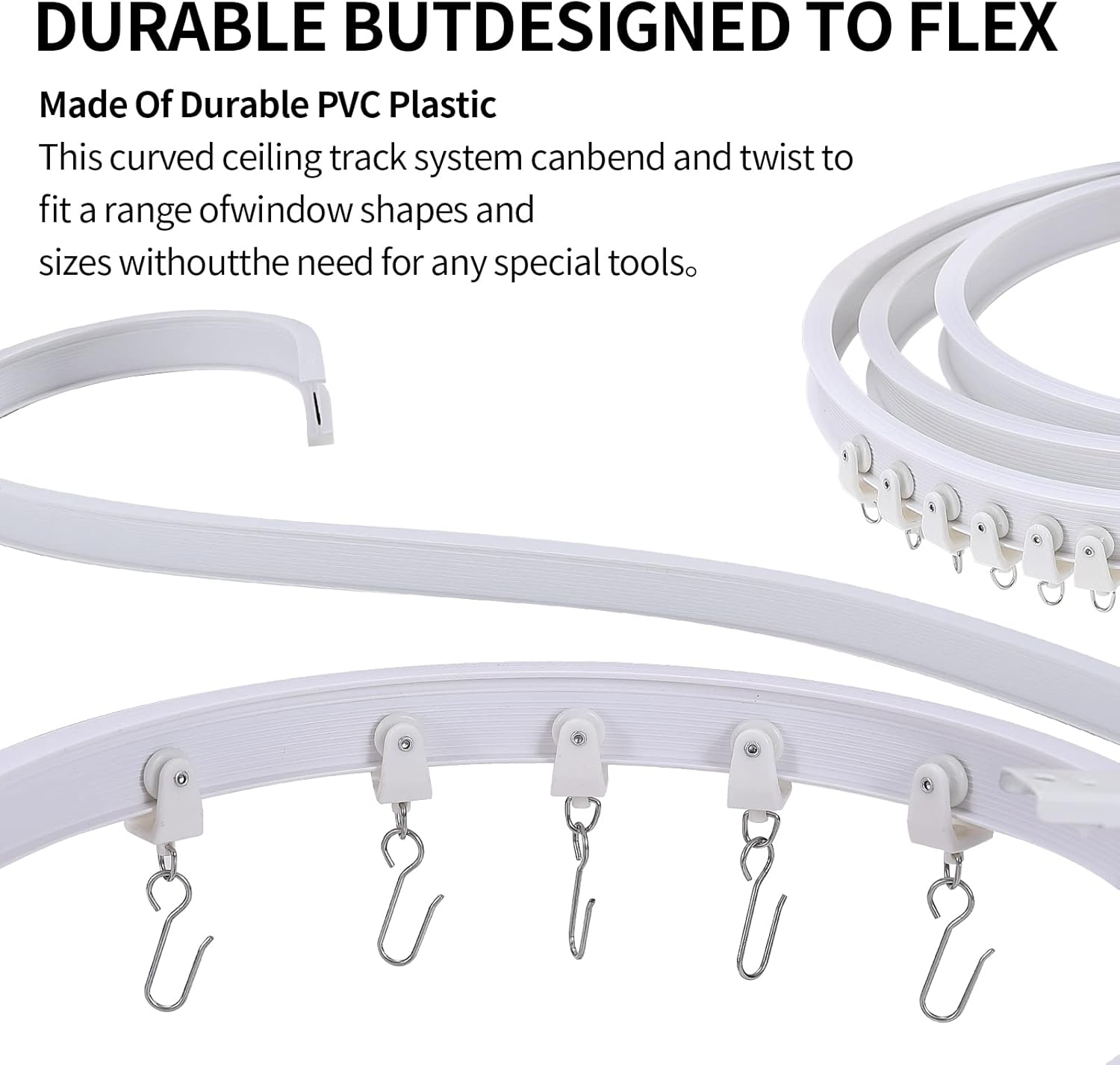 Skiennix Flexible Bendable Ceiling Curtain Track - 5m (16.4ft) for Easy Installation & Versatile Use