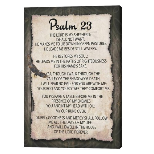 SweetFox Psalm 23 Wall Art Christian Scripture Pictures Wall Decor Bible Verse Canvas Painting Print Religous Inspirational Quote Framed Artwork Home Decoration for Bedroom Living Room Church 16"x24"