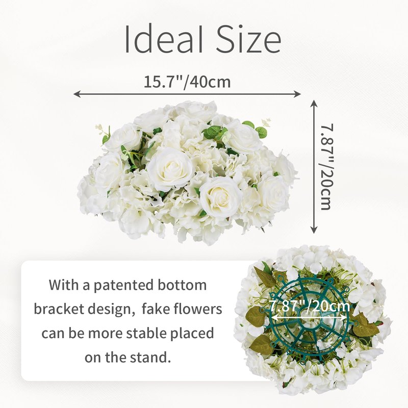 Inweder White Flowers Balls for Centerpieces: 2 PCS 15.7" Diam Flower Centerpieces for Tables in Wedding Reception Decorations Arrangement for Party Celebration Planners