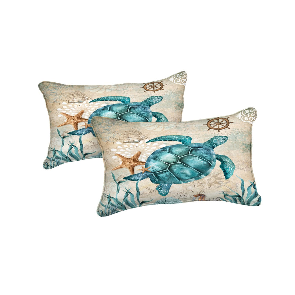 Merryword 8 Pieces Blue Green Comforter Set Full Size Ocean Life Bed in a Bag Turtle Beach Bedding Set Hawaii Style Summer Lightweight Bedding Comforter Set