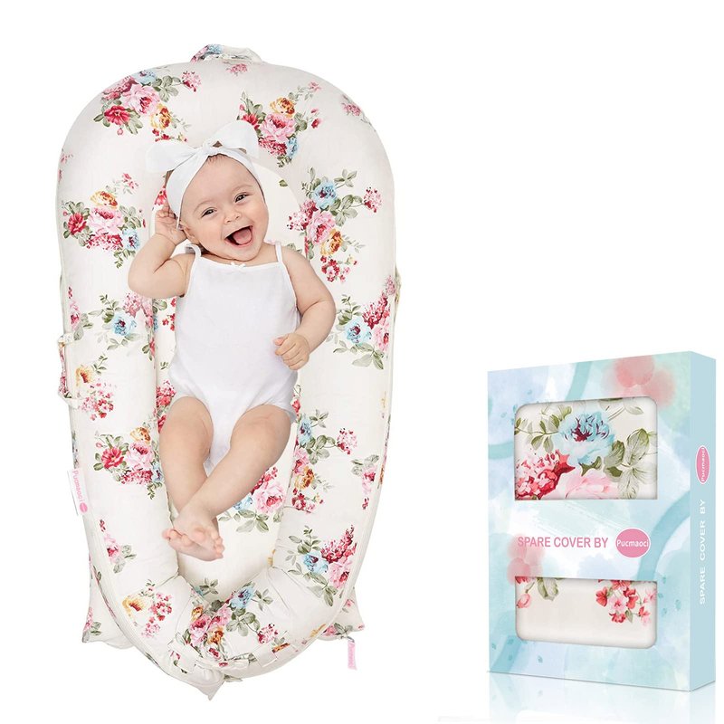 Baby Lounger Cover for Dockatot Deluxe + | 100% Cotton Hypoallergenic Newborn Premium Quality Spare Cover(Cover Only) (Rainbow)