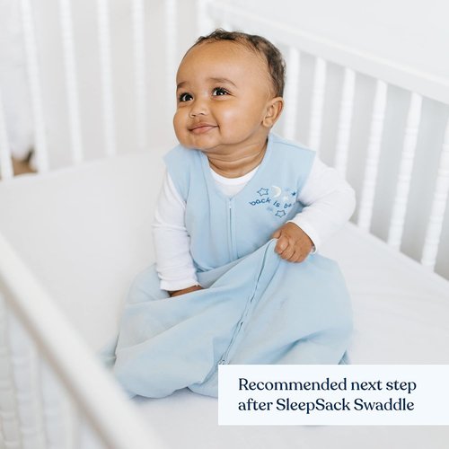 HALO SleepSack | 100% Cotton Wearable Blanket for Swaddling | TOG 0.5 | Baby Blue, Medium (6-12 Months)