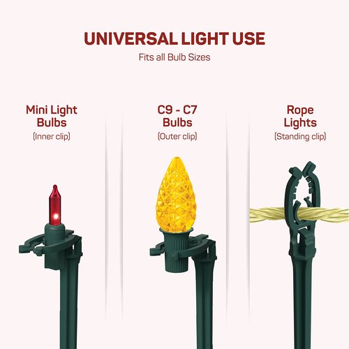 Christmas Light Yard Stakes [Set of 200] Outdoor Light Stakes - 8.5" Tall - Universal Christmas Pathway Lights On Yards, Driveways - Christmas Yard Stakes - USA Made