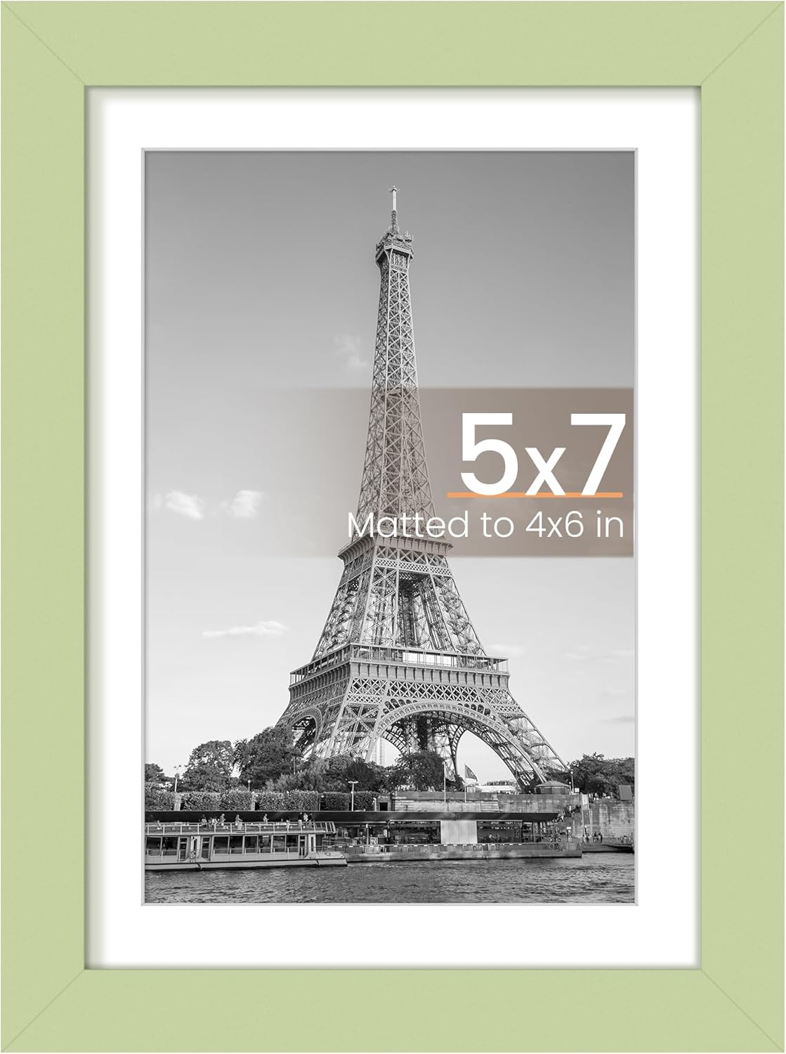 Upsimples 5x7 Picture Frame - Versatile Display for 4x6 Photos with Mat or 5x7 Without | Green, 1 Pack