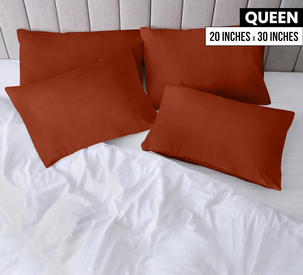 Utopia Bedding Queen Pillow Cases - Soft Brushed Microfiber - 4 Pack, Fade Resistant | 20 x 30 Inches, Orange