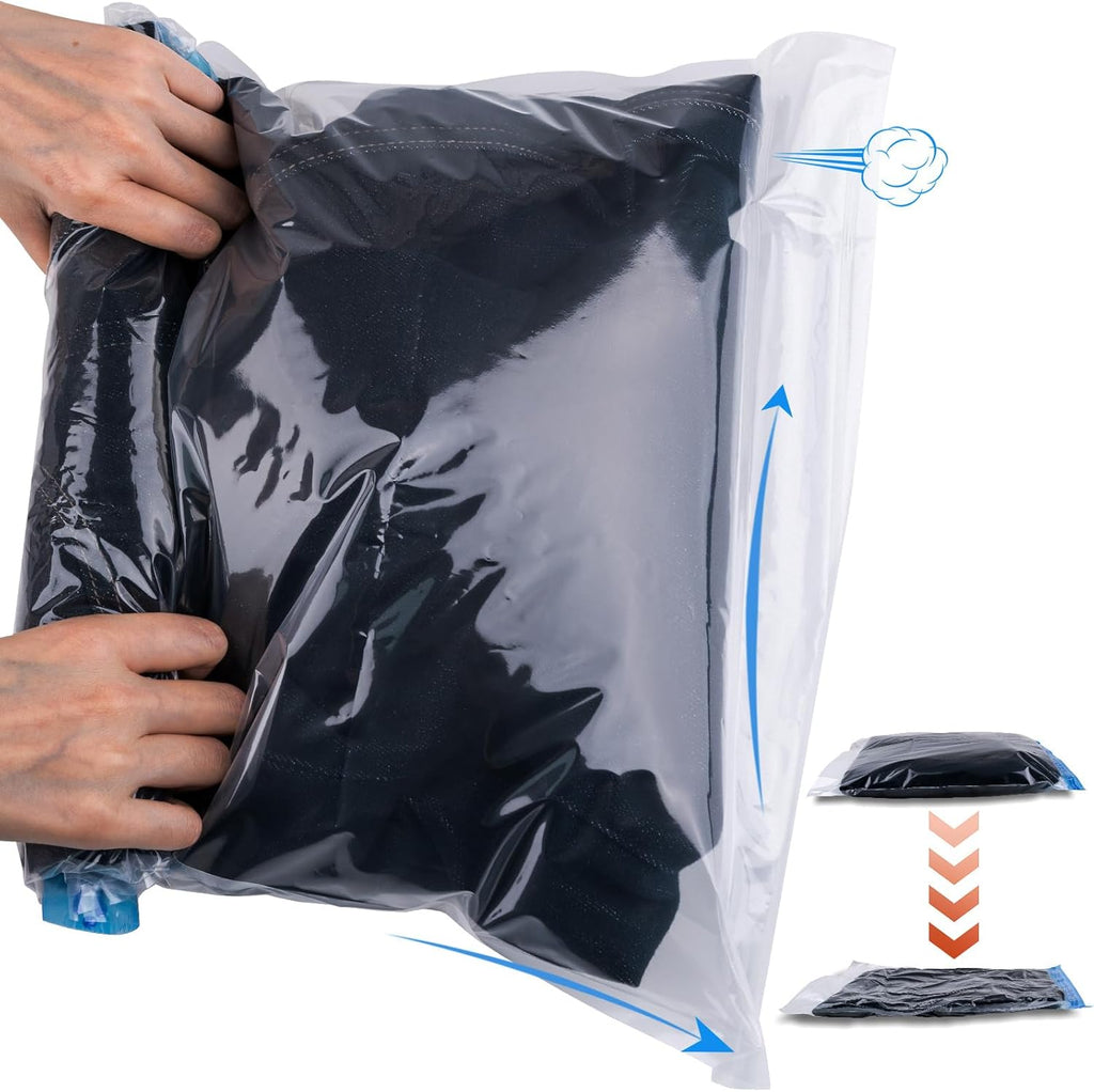 Skiennix Compression Bags - 10 PCS Space Saver Bags for Travel | No Vacuum Needed, 3 Sizes for Clothing Storage