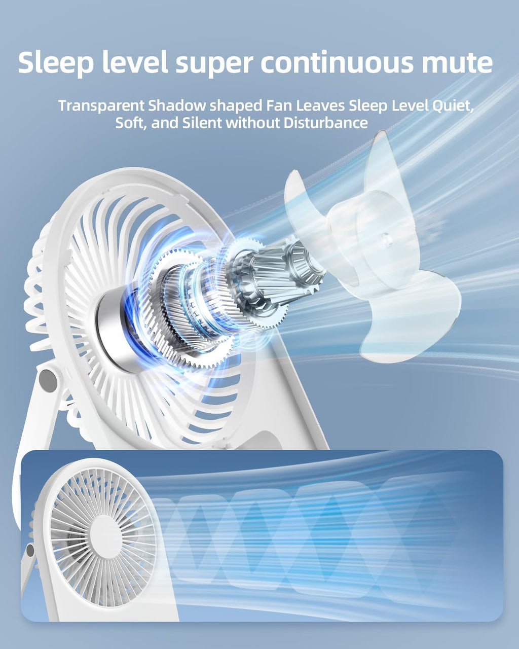 TUNISE USB Desk Fan - Portable 3-Speed Personal Fan for Home & Office | Quiet & Adjustable White