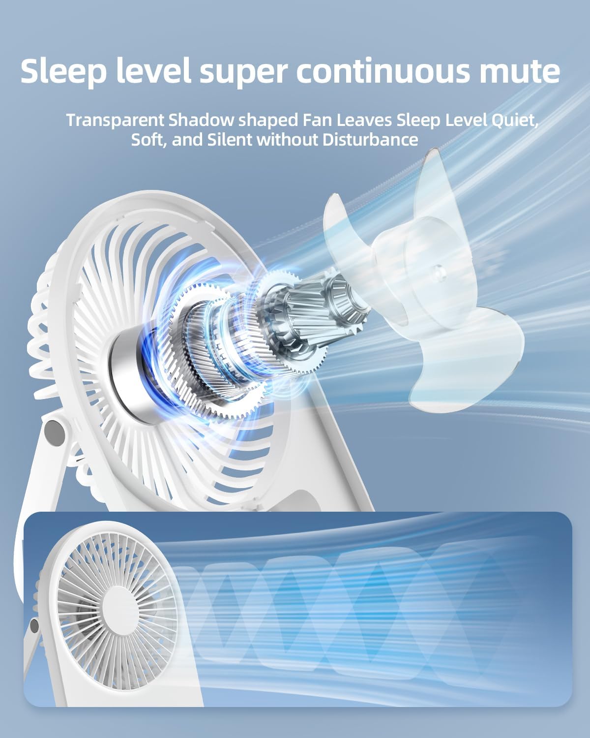 TUNISE USB Desk Fan - Portable 3-Speed Personal Fan for Home & Office | Quiet & Adjustable White
