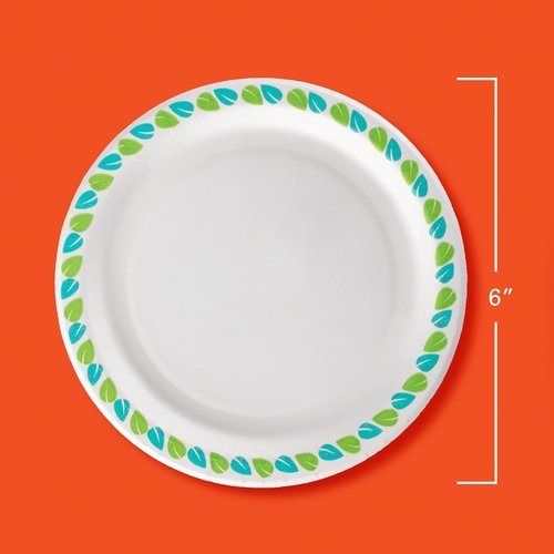 Hefty Compostable Small Paper Plates - 6 Inches, Soak-Resistant, Eco-Friendly, 40 Count