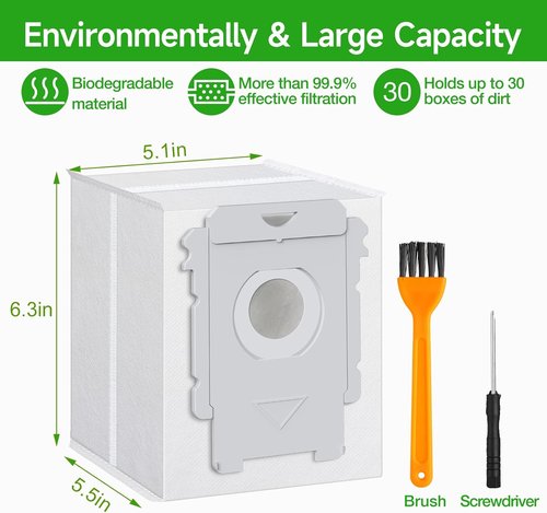 iRobot Roomba Vacuum Bags - 12 Pack Replacement for iRobot Models i7+, i3+, i4+, i6+, i8+ | Automatic Dirt Disposal