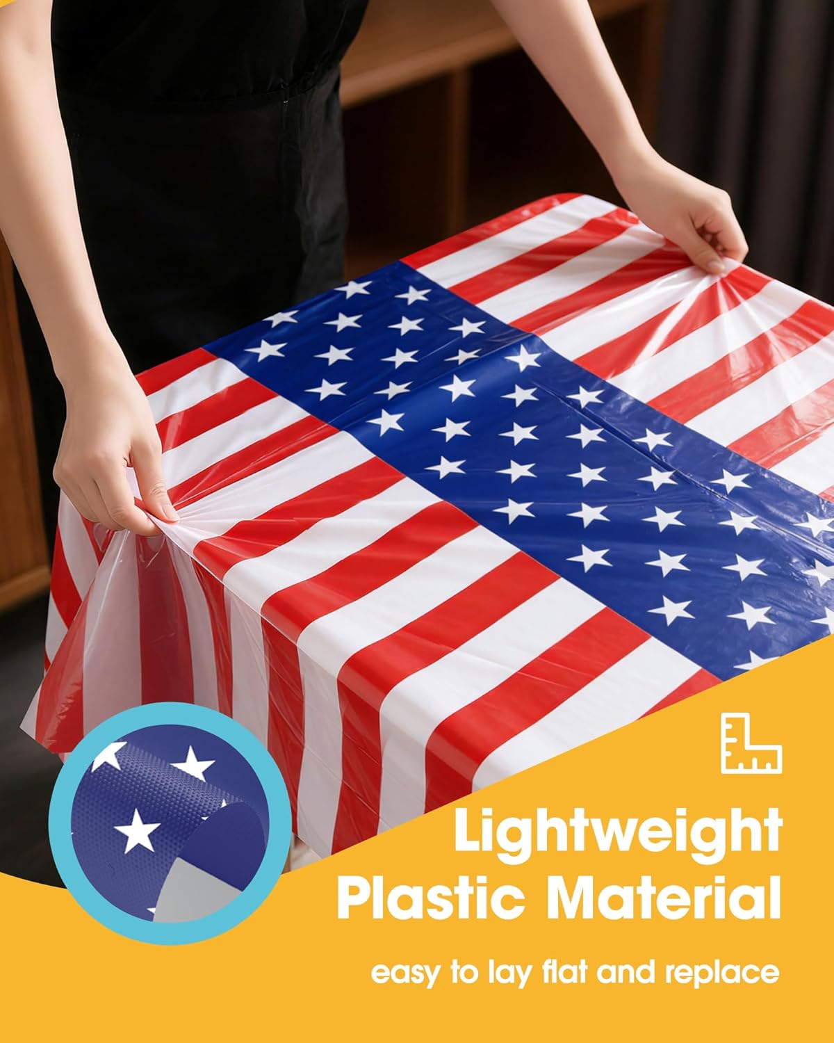 Niuara American Flag Tablecloth - 4 Pack Disposable 54" x 108" Patriotic Table Covers for 4th of July Celebrations