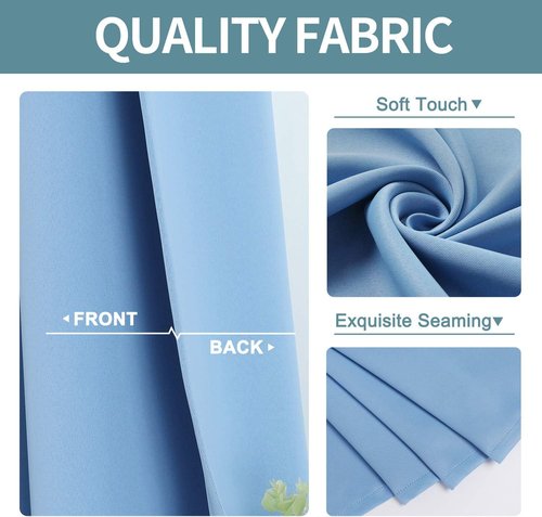 ChrisDowa Grommet Blackout Curtains - Thermal Insulated Room Darkening Panels, Sky Blue, 38W x 54L