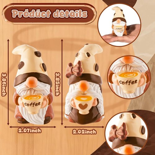 Exasinine Coffee Gnomes - Adorable Resin Figurines for Kitchen Decor | 2-Piece Set for Tiered Tray Display