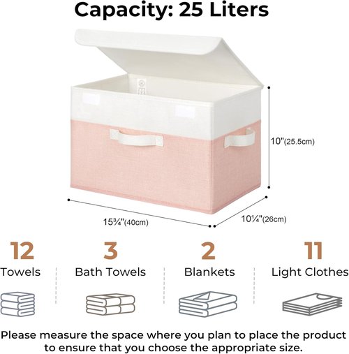 Granny Says Storage Baskets - Decorative Foldable Storage Bins with Lids | Pink 2-Pack for Closet Organization