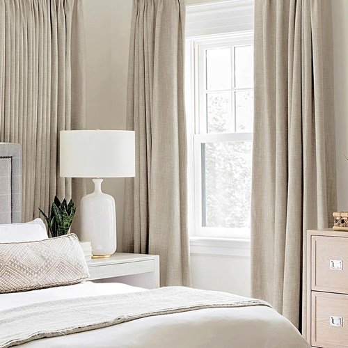 MIULEE Blackout Linen Curtains - Thermal Insulated Grommet Drapes for Bedroom & Living Room | 52 x 63 Inch (2 Panels)