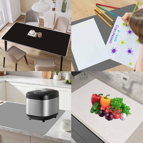 78.7"x15.7"(200cmx40cm) Large Silicone Mats for Countertop, Heat Resistant Mat, Waterproof Nonslip Silicone Kitchen Counter Mat, Nonstick Table Placemat, Multipurpose Mat, Black