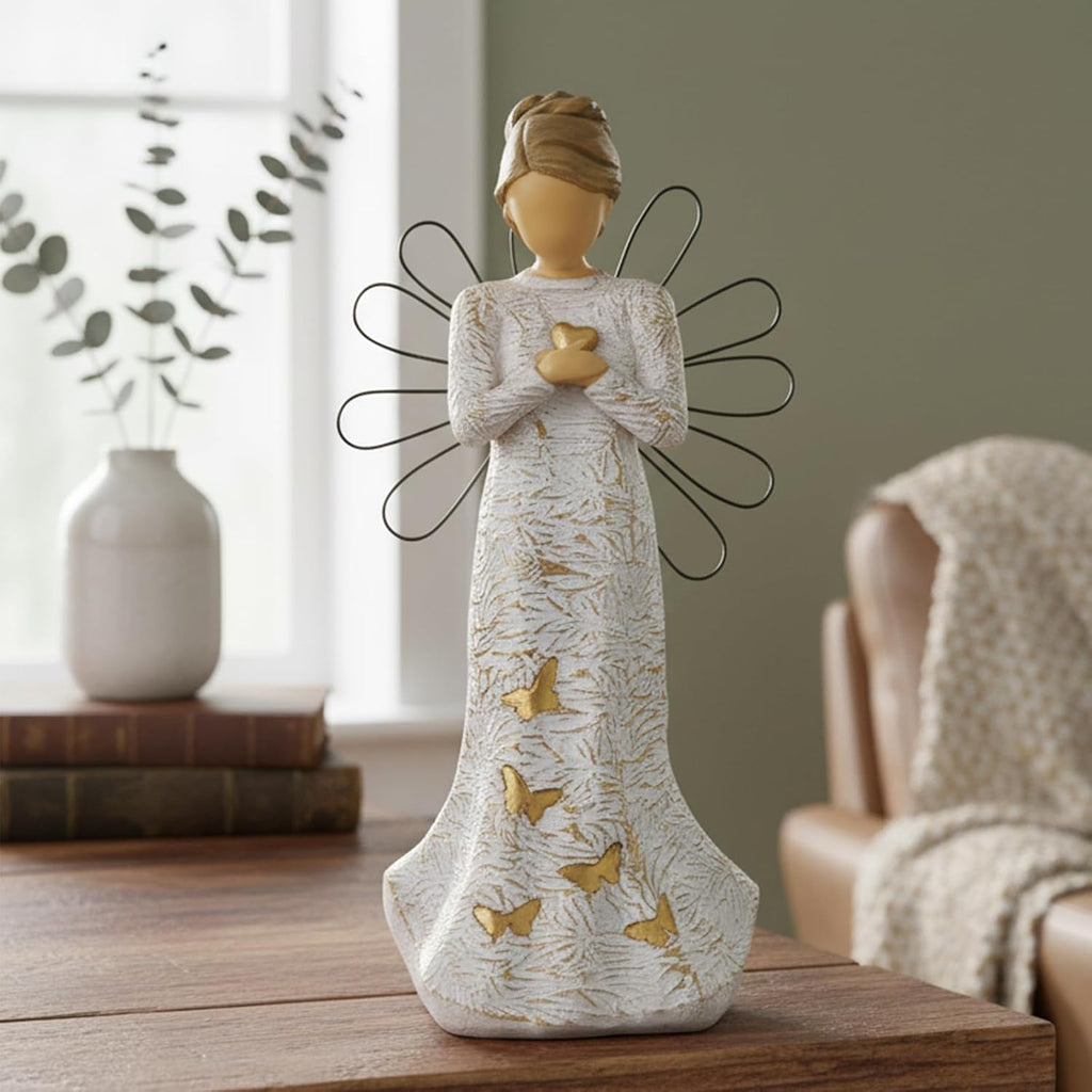 NAN ZAI NAN FANG Sympathy Angel Figurines - Hand-Painted Resin Statues for Loss of Loved Ones | Serenity Prayer Gifts