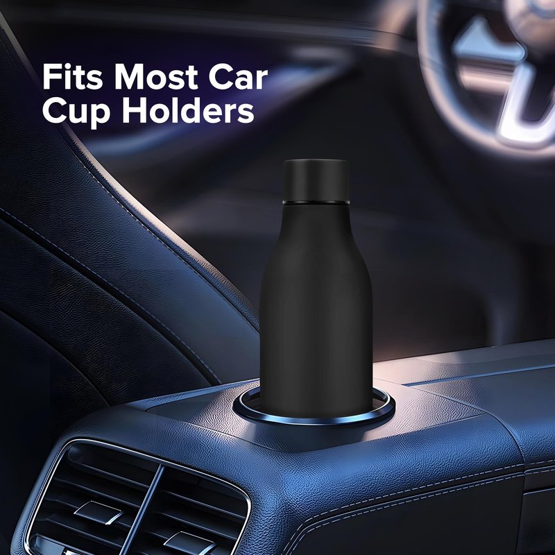 Insulated Metal Water Bottle, 18 oz Stainless Steel Leak-Proof Gym Water Bottle with Lid for Men Women (Black)