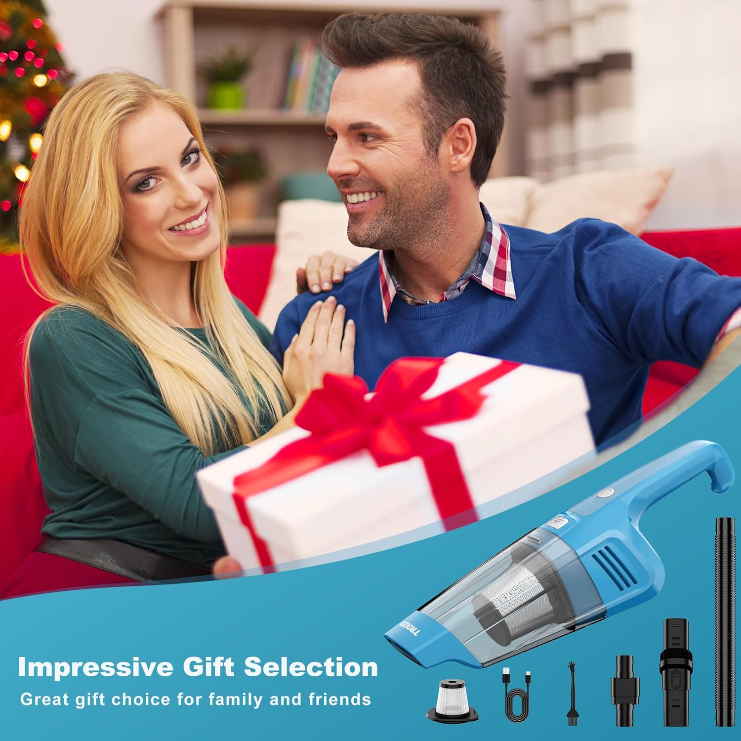TROIZO Cordless Handheld Vacuum - 14500PA Powerful Suction | Rechargeable & Portable for Home, Office, Car, Pet