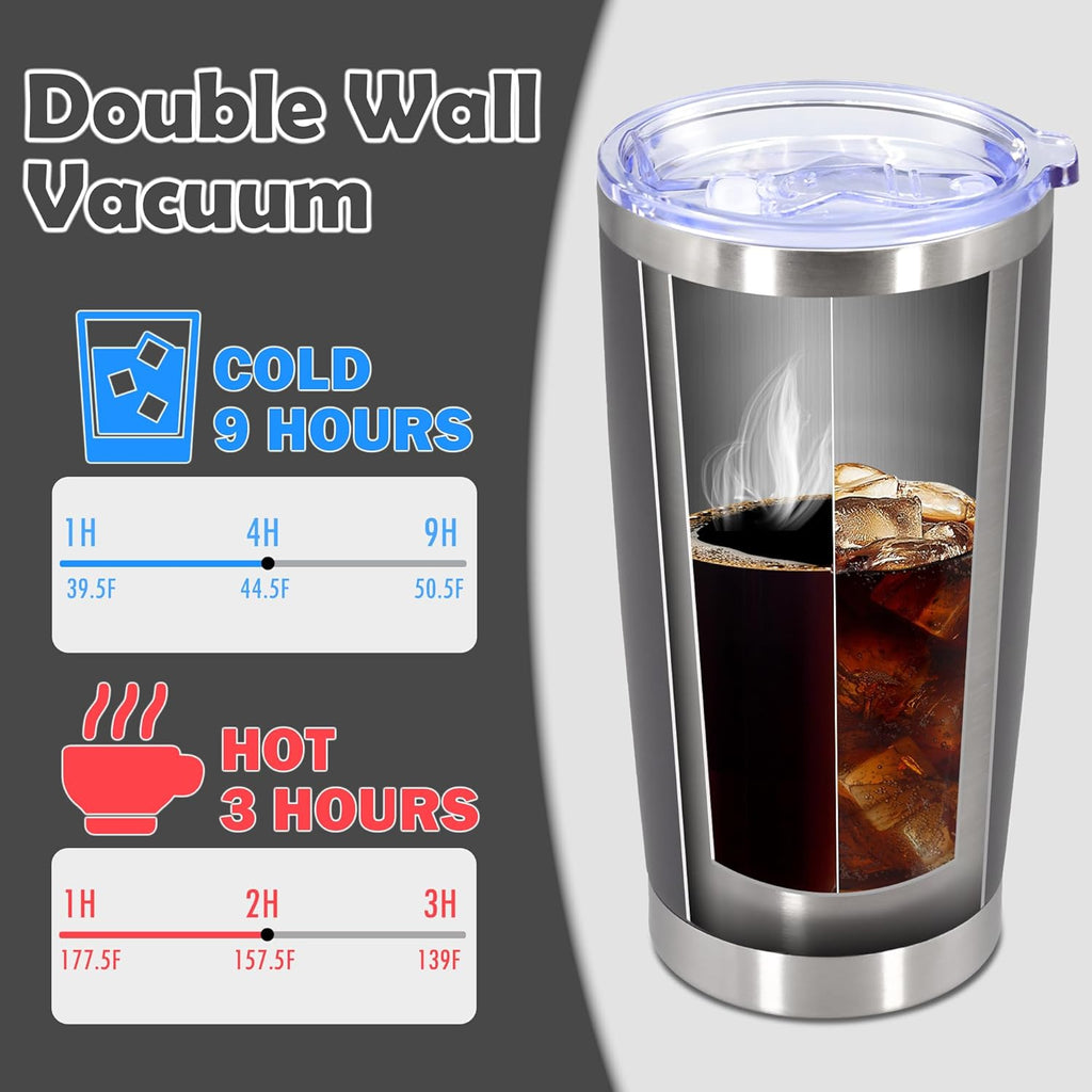 Skiennix 20oz Stainless Steel Tumbler - Vacuum Insulated Travel Mug for Hot & Cold Drinks, Grey