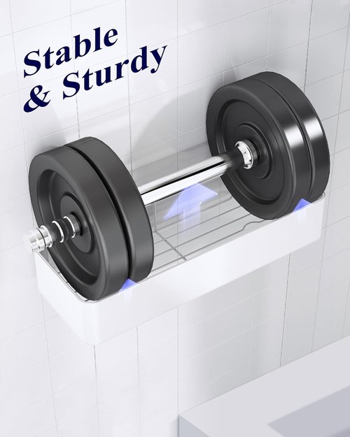Kitsure Shower Caddy - Rustproof Adhesive Organizer | 2-Pack Large Metal Shelves, No-Drill, White
