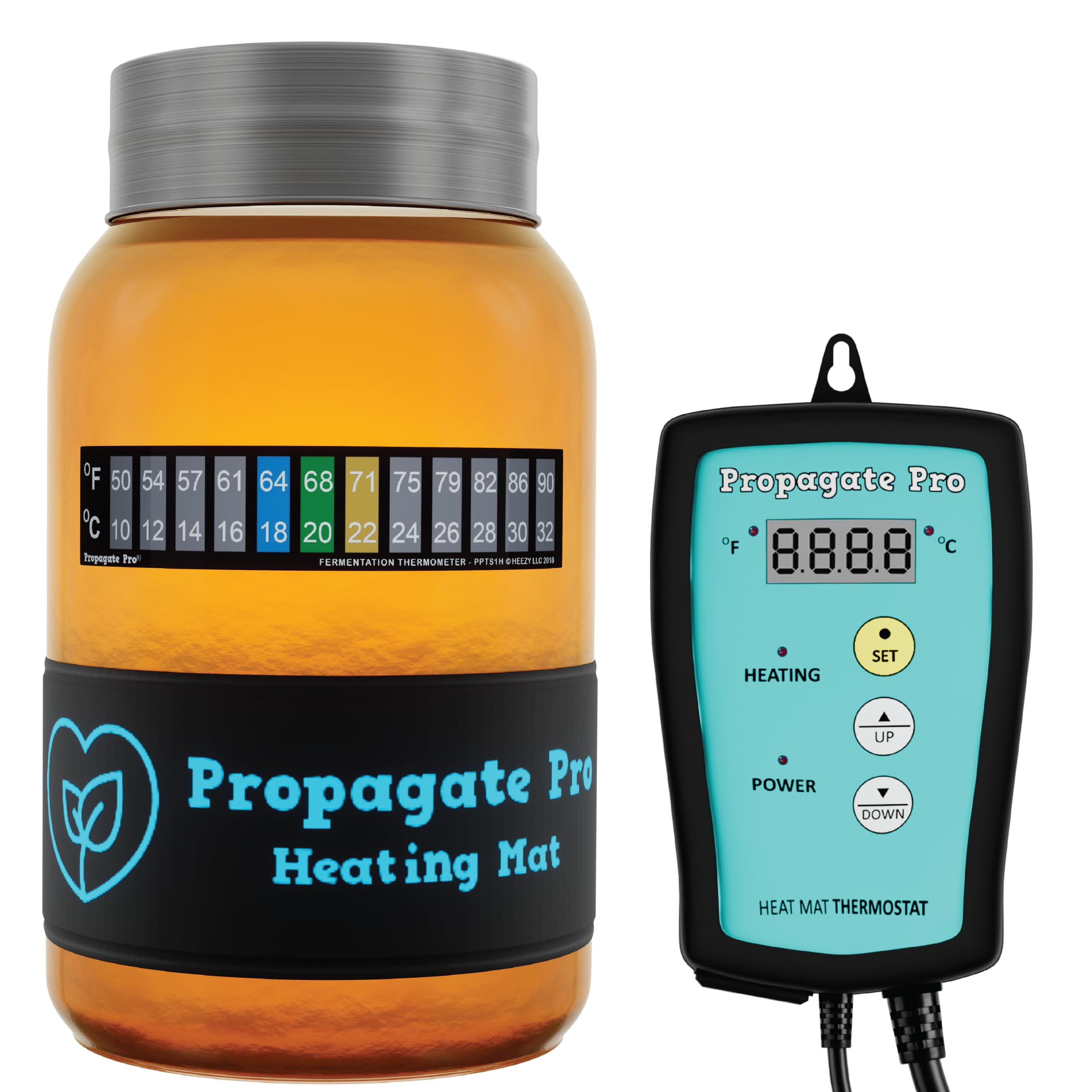 Wrap Around Kombucha Heater Belt | Propagate Pro Brewing and Fermentation Heat Mat Warmer | Keeps Your SCOBY Happy and Productive with Stickon Thermometer