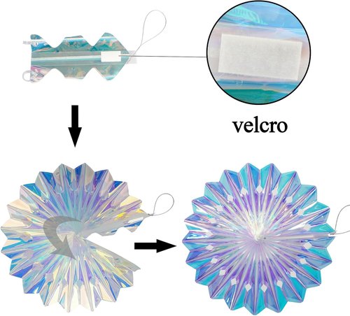 GREATRIL Iridescent Party Decorations - 3 PCS Honeycomb Balls, Paper Fans & Stars for Themed Events