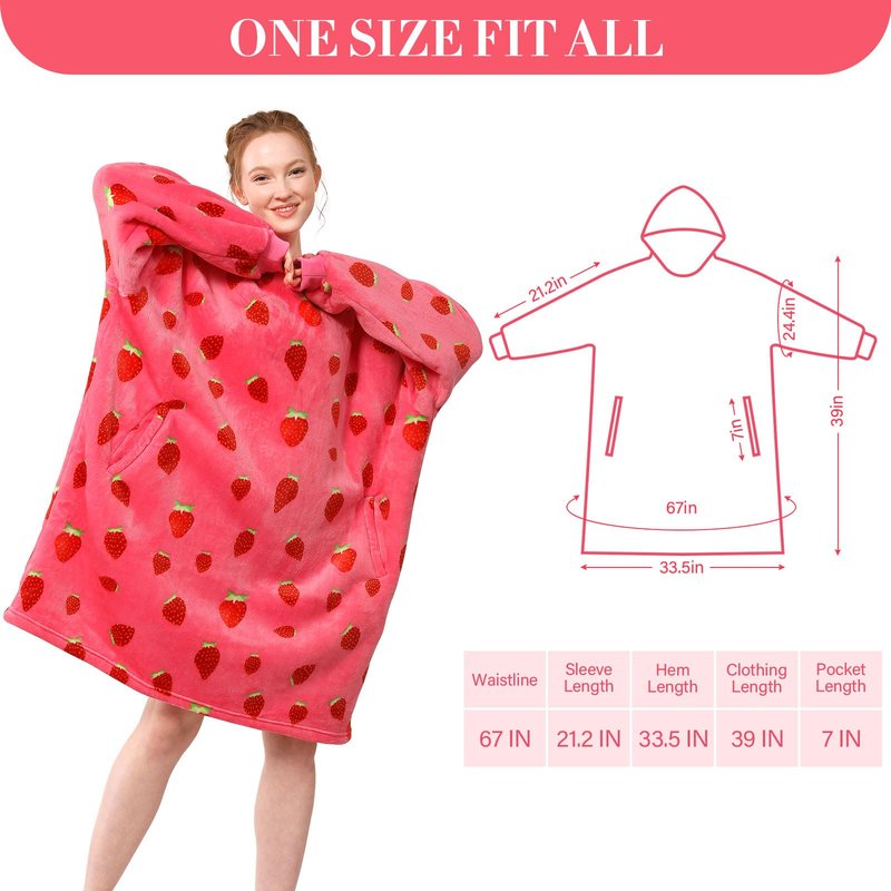 LetsFunny Blanket Hoodie,Oversized Wearable Sherpa Fleece Blanket Sweatshirt,Super Soft Warm Cozy with Giant Pocket,for Women Men Adults Teenagers Kids, One Size Fits All