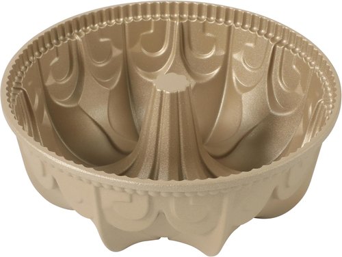 Martha Stewart Dunelle 12-Cup Nonstick Tube Cake Pan - Decorative Fluted Design in Champagne Gold