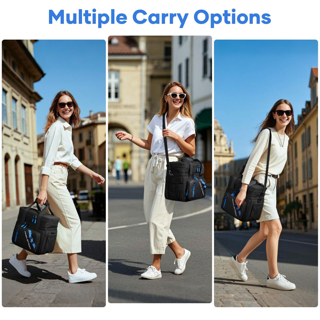 Maelstrom Lunch Box, 20L Insulated Lunch Bag for Men Women, Expandable Double Deck Leakproof Cooler Bag with 6 Pockets, Reusable Lunch Tote Bag for Work, Picnic, Travel, Black