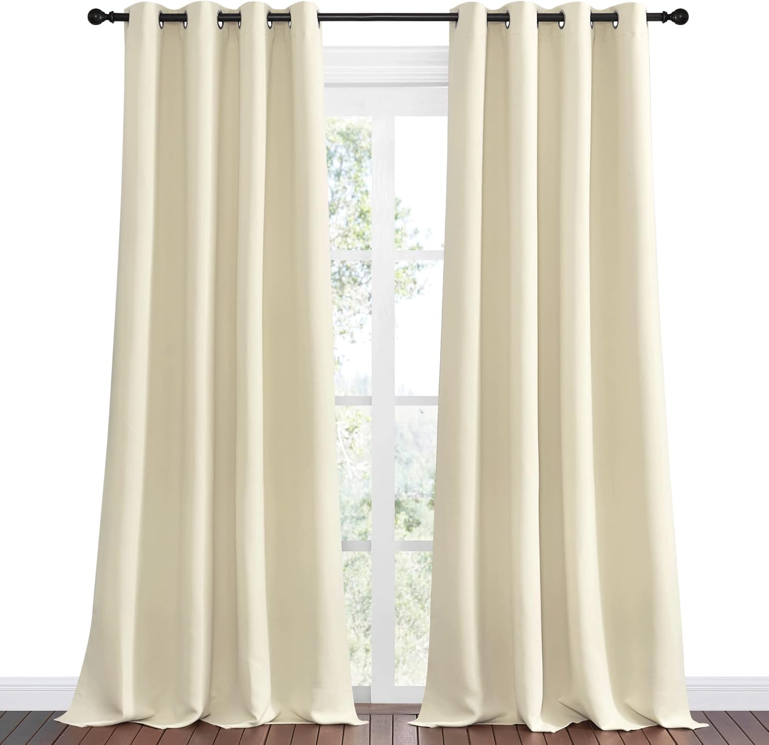 NICETOWN Beige Room Darkening Curtains - 120" Long | Set of 2 | Total Privacy Drape Panels for Boho Farmhouse Decor