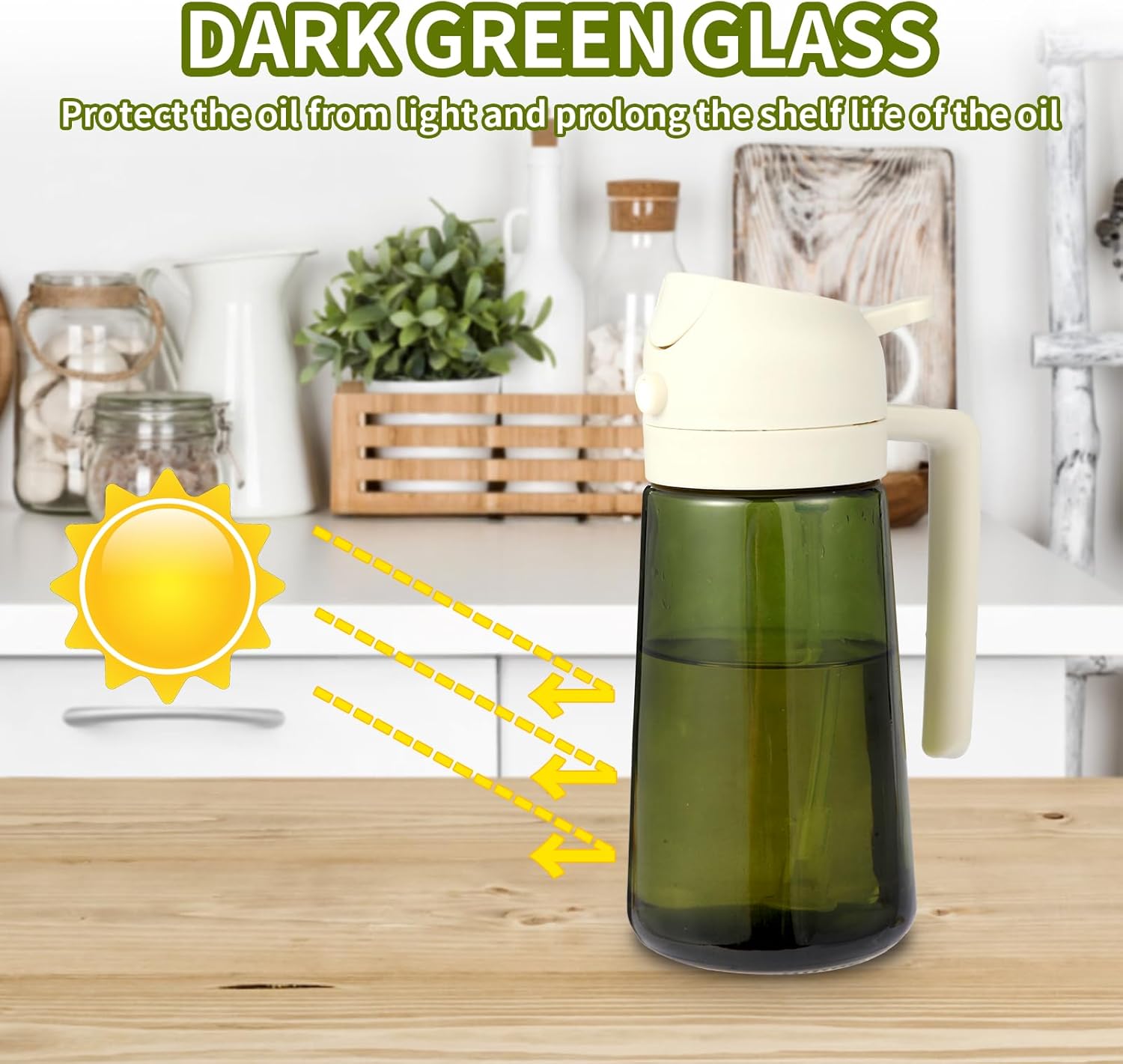 Skiennix 16oz Glass Olive Oil Sprayer - 2-in-1 No-Leak Spray & Pour Dispenser for Cooking, BBQ & Salad - Fine Mist, Easy Fill, Dishwasher Safe
