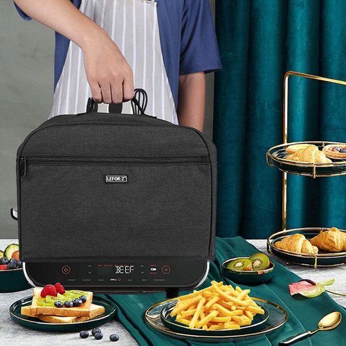 LEFOR·Z Dust Cover Compatible with Ninja FG551/DG551 Foodi Smart XL Grill and Accessories,Water Resistant Air Fryer Cover with 6 Storage Pockets,Black