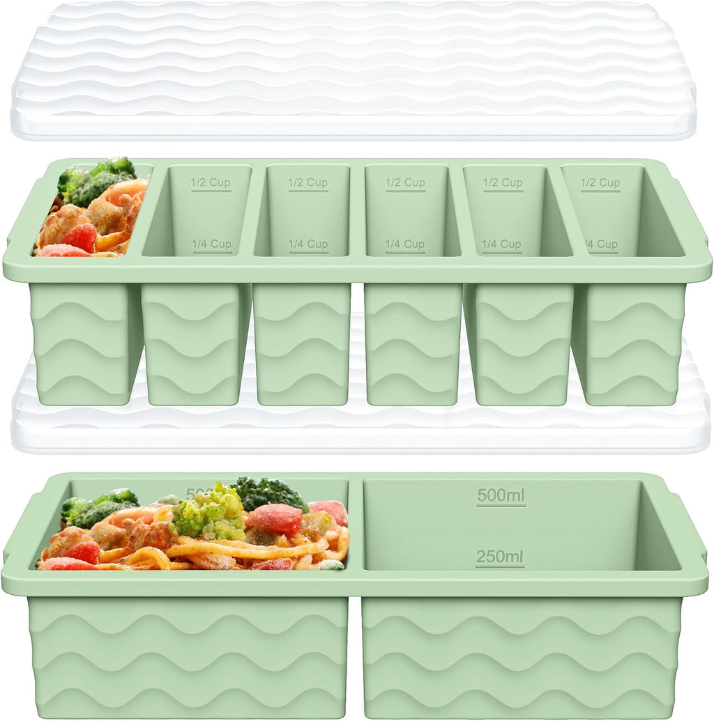 Skiennix Silicone Freezer Trays - 2-Pack Large & Small Soup Container Molds | Oven & Dishwasher Safe