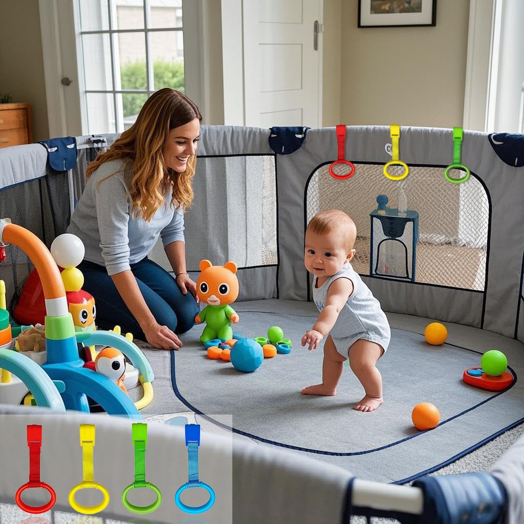 Skiennix Baby Pull Up Rings - Walking Assistant for Infants | 4 PCS Playpen Set