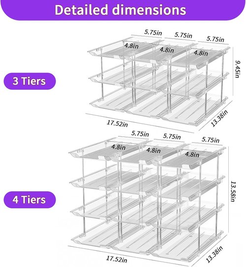 Can Organizer by Upgraded - Modular 4-Tier Storage Rack | Holds 48 Cans - Clear Beverage Dispenser