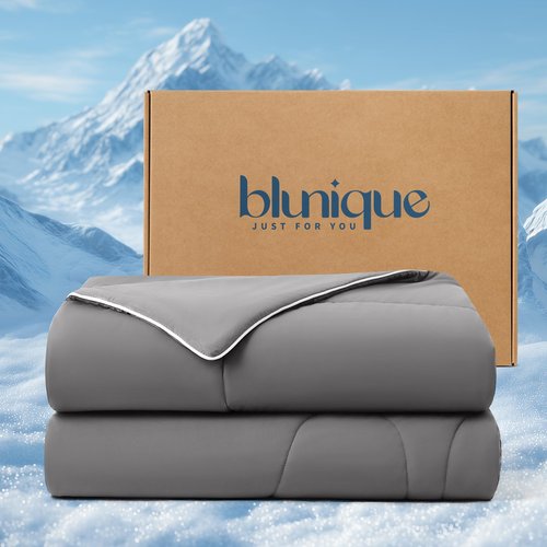blunique Cooling Comforter Twin Size, Double-Sided Cooling Blanket for Hot Sleepers, Breathable Lightweight Comforter for Night Sweats, All Season Cool Blanket, Soft Cold Touch,(60"x90" Grey)