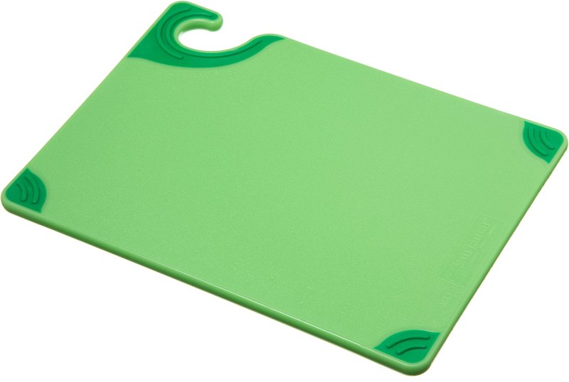 San Jamar Saf-T-Grip Plastic Cutting Board with Safety Hook, 9" x 12" x 0.375", Green, (Pack of 6)