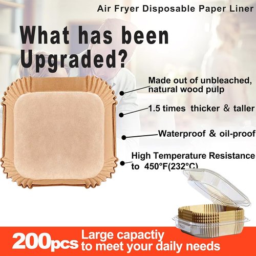 Air Fryer Liners - 200 Pcs Disposable Parchment Paper for Instant Pot Vortex Plus 6QT XL